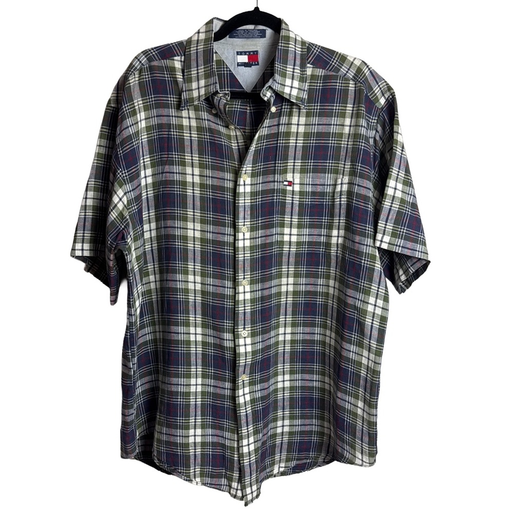 Tommy Hilfiger Plaid Short Sleeve Button-Up Shirt Men’s L